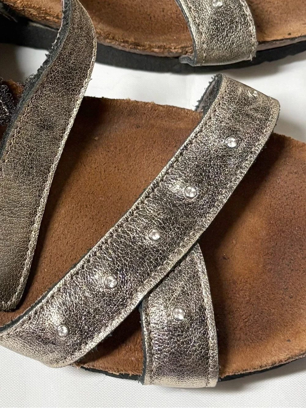 Naot Alyssa Metallic Leather Studded Adjustable Strap Comfort Sandals Size EU 38